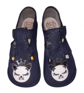 Raweks dětské barefoot bačkory Bare4 jeans kočka