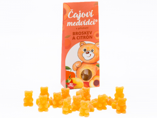 Čajoví medvídci s příchutí broskev a citrónu 50g (pevný obal)
