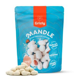 Grizly Mandle v bílé čokoládě s kokosem 250g