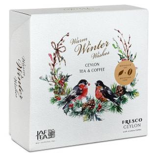 JafTea Dárkový set čaje a zrnkové kávy (Box Warm Winter Wishes Tea  Coffee zrno 80g)