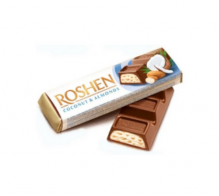 Roshen mléčná čokoláda kokos a mandle 38g