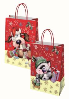 Vánoční dárková taška Sondrio 21x8x26cm (malá) (Pes a kocour)
