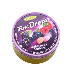 Woogie Fine Drops  Bonbónky s příchutí lesní ovoce v plechové dóze 200g