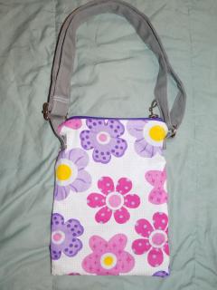 Dětská kabelka - růžovo-fialové kytky