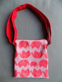 Dětská kabelka ze šátku - červení sloni