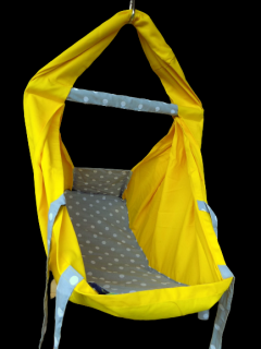 Hačka Tiki-Mechulka (miminko)  - tkanice; žlutá + šedý puntík