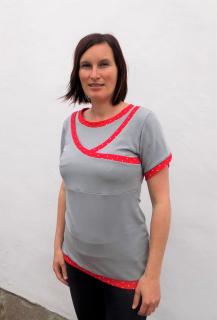 Kojící tričko - Tencel - kr. ruk., šedá (Skladem vel M)