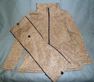 Nosící svetr, teplý - hnědý melír (vel. 38/40) (nošení na břiše i na zádech)
