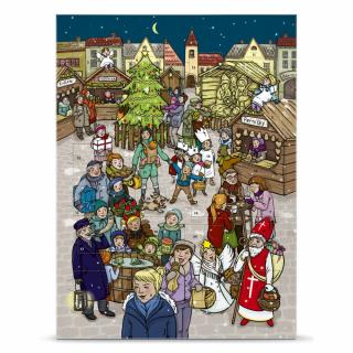 Bio adventní kalendář s vánočními motivy na náměstí v češtině, 37 % kakaa
