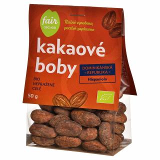 Bio kakaové boby celé nepražené, 50 g  fair trade