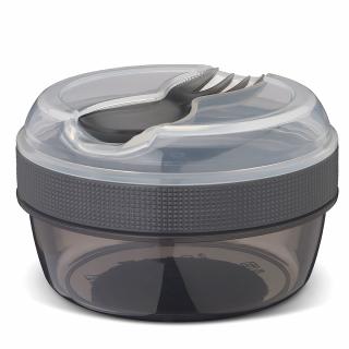 Box na svačinu s chladicím diskem N'ice Cup 0,3l + 0,15l - šedý