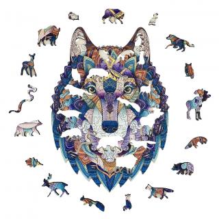 Dřevěné puzzle Wild Wolf A4 Premium Box - divoký vlk