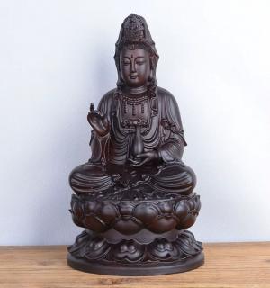 Dřevěná Socha Guanyin (Kuan-jin) pro Harmonii Domova ( Guanyin (Kuan-jin), amulet, soška)