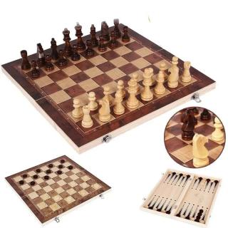 Šachy 3v1, dřevěné, skládací (šachy + dáma a backgammon) (3v1 dřevěné, skládací šachy, dáma, backgammon)