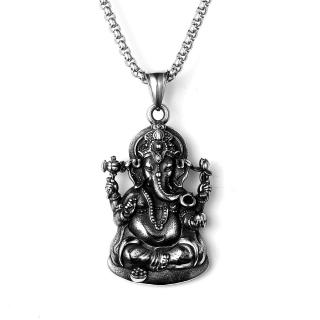 Stylový přívesek Ganesha z nerezové oceli (Řetízek s přívěskem, Ganesha (Chirurgická ocel))