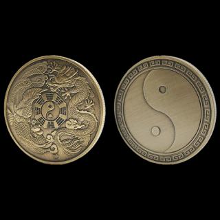 Yin-yang, drak, fénix - Mince, talisman pro štěstí, ochranu (Mince, Yin-yang, drak, fénix - Talisman, štěstí, ochrany)