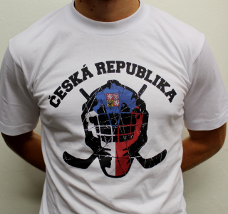 Pánské tričko - ČR Hokej (helma) (D) Barvy: Bílá, Velikost: 4XL