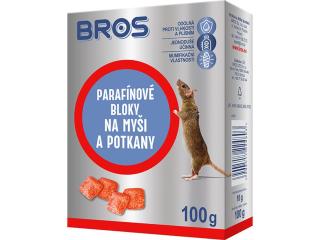Bros - parafínové bloky na myši a potkany 100 g  odolné proti vlhkosti a plísním
