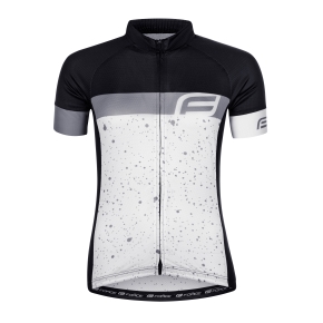 dres FORCE SPRAY LADY kr. rukáv, bílo-černý (dámský cyklistický dres)