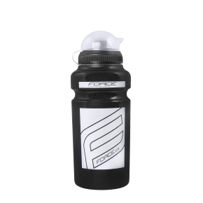 láhev FORCE "F" 0,5 l, černá / bílý potisk (cyklistická láhev)