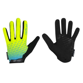rukavice FORCE MTB ANGLE letní, fluo-modré (cyklistické rukavice dlouhoprsté)