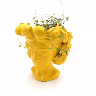 Keramický obal EDG na květinu, váza s citronovou korunou žlutá