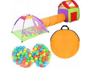 Dětský hrací stan - set s tunelem pro dětské hry + 200 míčků
