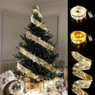 LED Vánoční stuha Barva stuhy a světla: Zlatá stuha + Teplá bílá