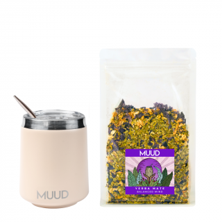 MUUD Basic Set Yerba Mate Druh mixu: FIALOVÁ: Balanced Mind, Typ kalabasy: Ocelová - Béžová