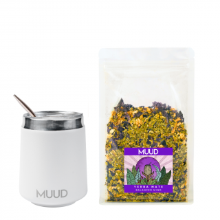 MUUD Basic Set Yerba Mate Druh mixu: FIALOVÁ: Balanced Mind, Typ kalabasy: Ocelová - Bílá