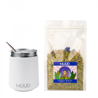 MUUD Basic Set Yerba Mate Druh mixu: MODRÁ: Energy Leaves, Typ kalabasy: Ocelová - Bílá
