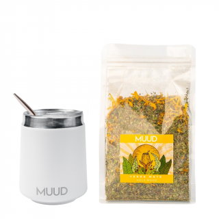 MUUD Basic Set Yerba Mate Druh mixu: ORANŽOVÁ: Holy Mood, Typ kalabasy: Ocelová - Bílá