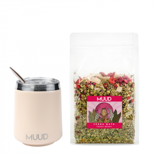 MUUD Basic Set Yerba Mate Druh mixu: RŮŽOVÁ: Fresh Berry, Typ kalabasy: Ocelová - Béžová