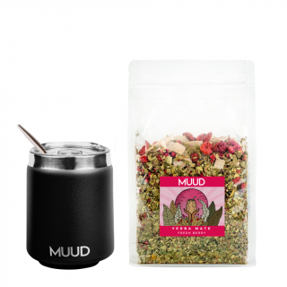 MUUD Basic Set Yerba Mate Druh mixu: RŮŽOVÁ: Fresh Berry, Typ kalabasy: Ocelová - Černá
