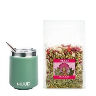 MUUD Basic Set Yerba Mate Druh mixu: RŮŽOVÁ: Fresh Berry, Typ kalabasy: Ocelová - Zelená