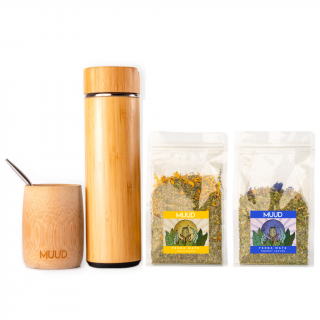 MUUD Starterpack Yerba Mate První mix: MODRÁ: Energy Leaves, Druhý mix: ORANŽOVÁ: Holy Mood