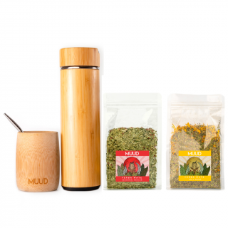 MUUD Starterpack Yerba Mate První mix: ORANŽOVÁ: Holy Mood, Druhý mix: ČERVENÁ: Seasonal Healer