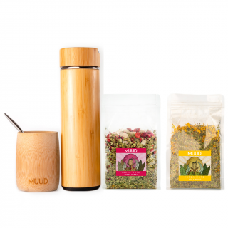MUUD Starterpack Yerba Mate První mix: ORANŽOVÁ: Holy Mood, Druhý mix: RŮŽOVÁ: Fresh Berry