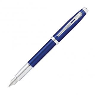Sheaffer 100, plnicí pero, (M) střední, modrá  Glossy Blue/Chrome Plated