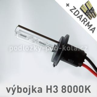 AKCE: Náhradní výbojka xenon H3 8000K do přestavbových HID sad (Výbojka H3 8000K - AKCE - ke každé zakoupené výbojce ZDARMA LED SMD parkovací žárovky s funkcí CANBUS !)