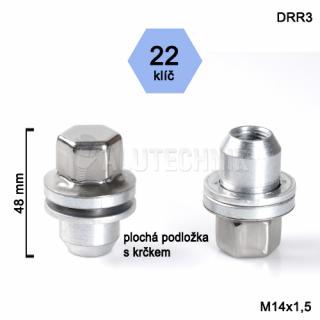 Kolová matice M14x1,5 zavřená original Range Rover, klíč 22, výška 48mm (Matice pro Range Rover 2002-2012)