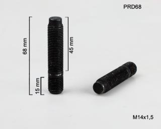 Kolový Svorník M14x1,5x45+15mm, oboustranný závit, černý, celková délka 68mm (Kolový šteft)
