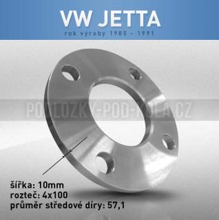 Rozšiřovací podložka VW Jetta, šíře 15mm, rozteč 4x100, střed 57,1 - průchozí, 1ks (Rozšiřovací podložka pro vozy VW Jetta, r.v.85-91)