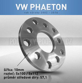 Rozšiřovací podložka VW Phaeton šíře 10mm, rozteč 5x112, střed 57,1 - průchozí, 1ks (Rozšiřovací podložka pro vozy VW Phaeton r.v.02-16)