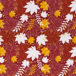 Počesaná teplákovina – javorové listy na červené