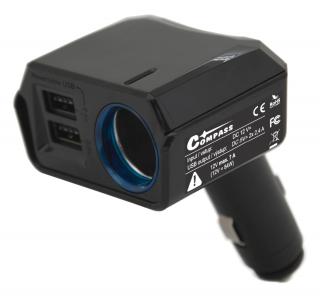 Adaptér pevný 12V + 2x USB 2400mA SELECT 07431