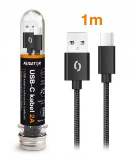 Datový kabel ALIGATOR TUBA 2A, USB-C Barva: černá