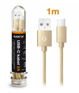 Datový kabel ALIGATOR TUBA 2A, USB-C Barva: zlatá