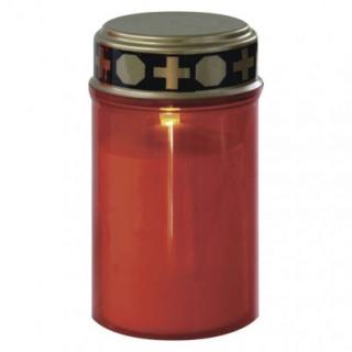 LED hřbitovní svíčka, 12,5 cm, 2x C, venkovní i vnitřní, vintage, časovač, červená DCCV19