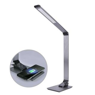 Solight LED stolní lampička stmívatelná, 10W, indukční nabíjení, změna chromatičnosti, hliník, šedá - WO60-G  + ZDARMA 4ks alkalických baterií AA